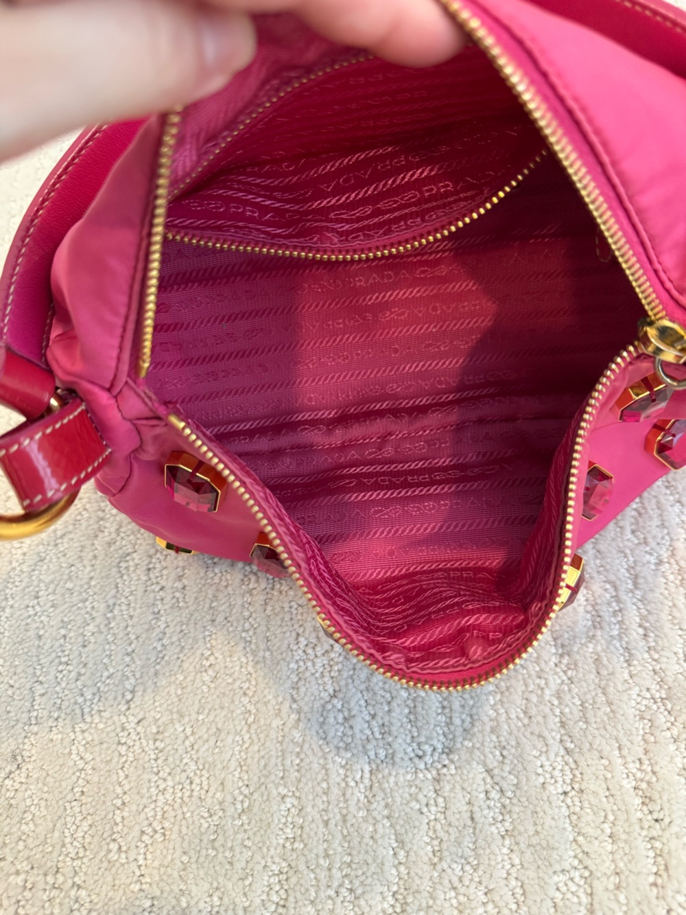 Prada Tessuto nylon jeweled crystal y2k shoulder bag - Picture 9 of 17